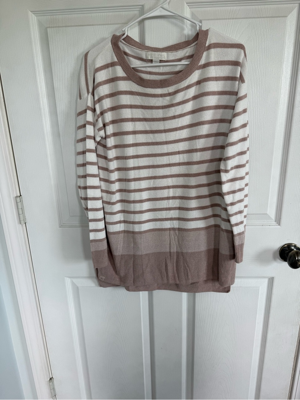 Barefoot Dreams Pullover Striped Sweater M Cozy Chic Relaxed Soft Elevated Basic